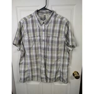 L.L. Bean Men's XL S/S Shirt Vented Grey Yellow Plaid Activewear lightweight